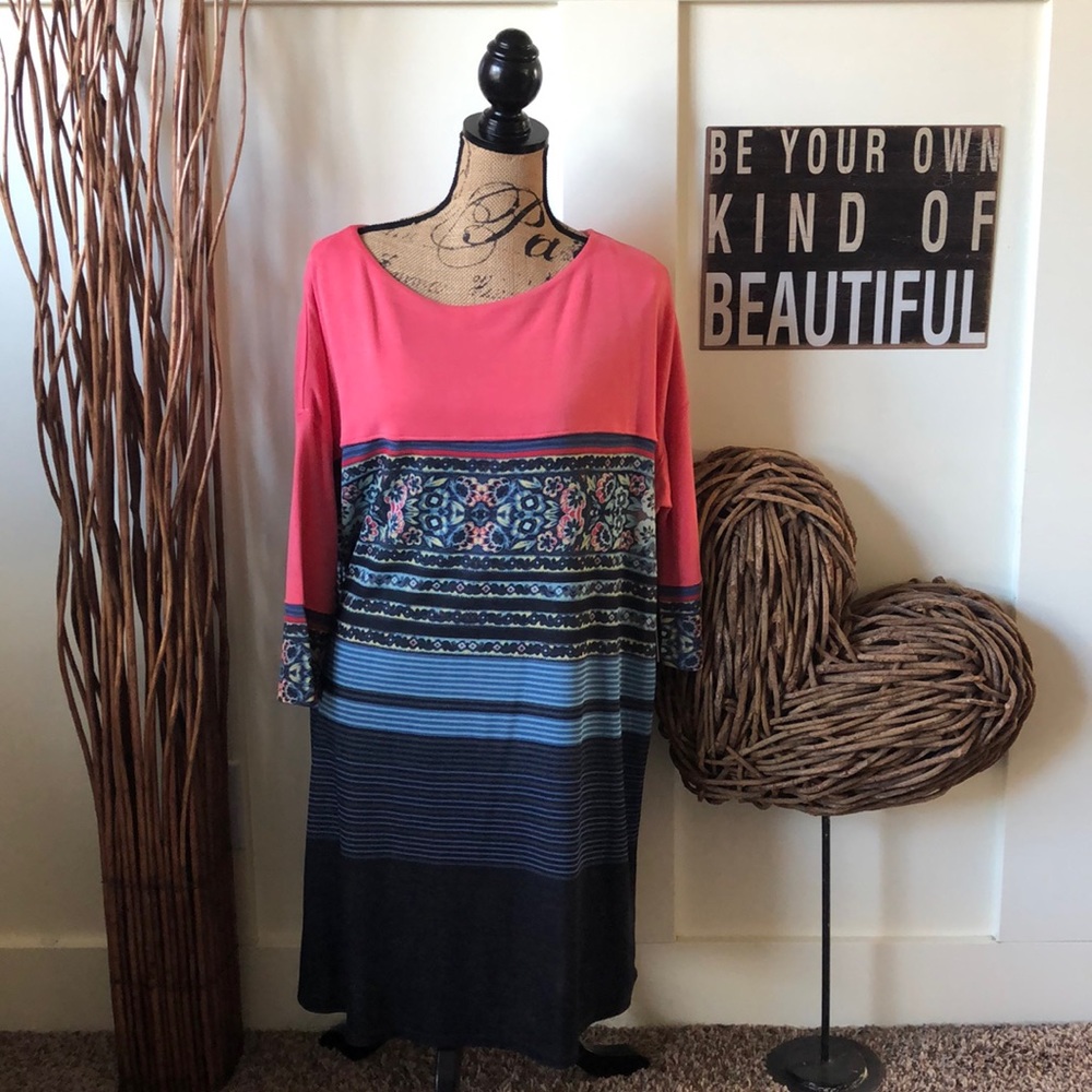 Free People black combo floral dress/tunic